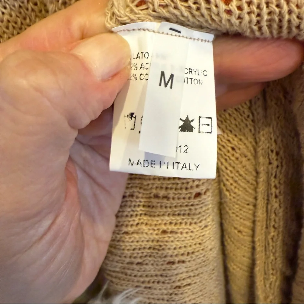 DX Collection Italy Rust and Beige 3D Windowpane Cottagecore Duster w Belt sz M